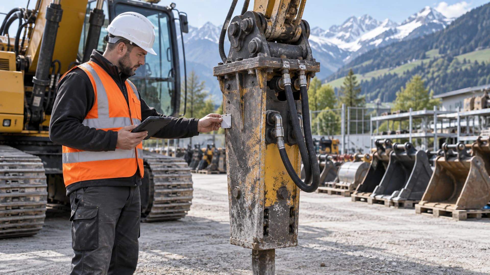 Mitarbeitender identifiziert einen Hydraulikhammer als eigenständige Ressource